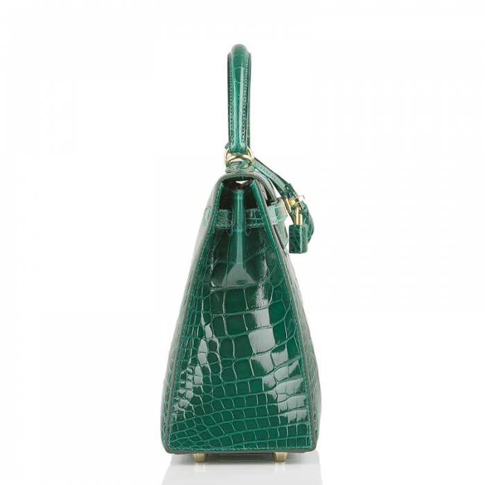 Ladies Designer Alligator Top Handle Satchel Handbags Shoulder Bags-Green-Side