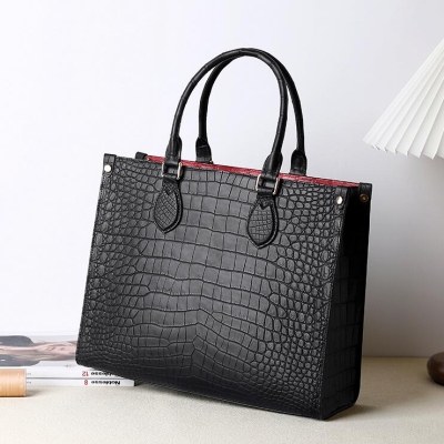 Alligator Leather Tote Bag Top Handle Satchel Handbag for Women