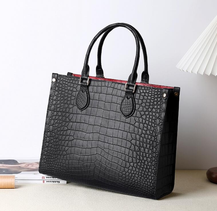 Alligator Leather Tote Bag Top Handle Satchel Handbag for Women