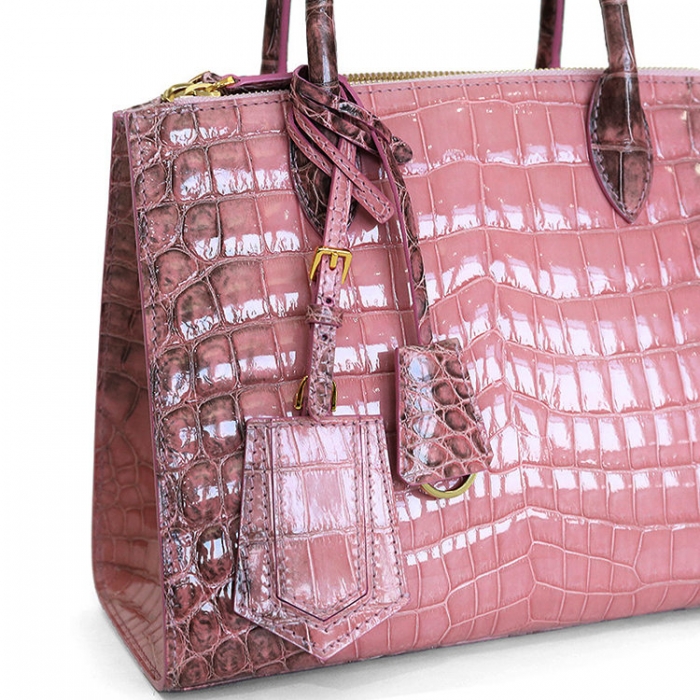 Designer Alligator Leather Top Handle Satchel Tote Bag-Details