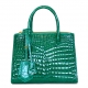 Designer Alligator Leather Top Handle Satchel Tote Bag - Green