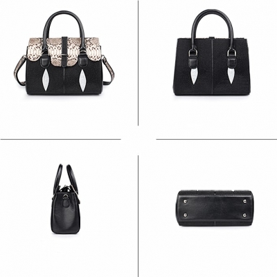 Ladies Stingray Leather Handbags Snap Closure Purses