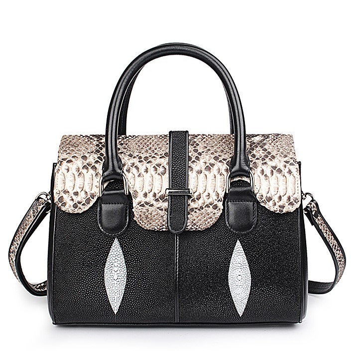 Ladies Stingray Leather Handbags Snap Closure Purses