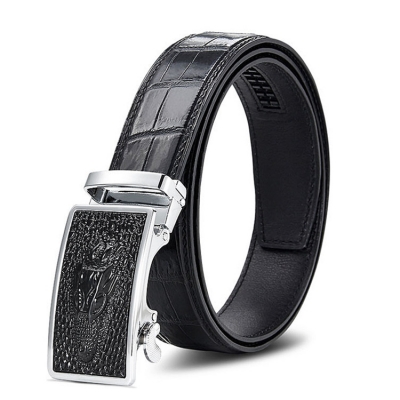 Mens Alligator Leather Belt with Automatic Buckle