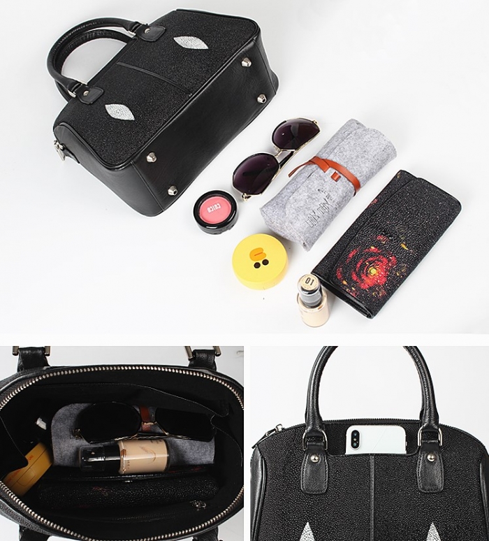 Stingray Leather Top-handle Tote Bag Crossbody Shoulder Bag-Details