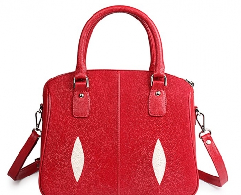 Stingray Leather Top-handle Tote Bag Crossbody Shoulder Bag-Red