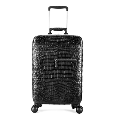 Alligator Leather Luggage Business Travel Spinner Suitcase-Gray