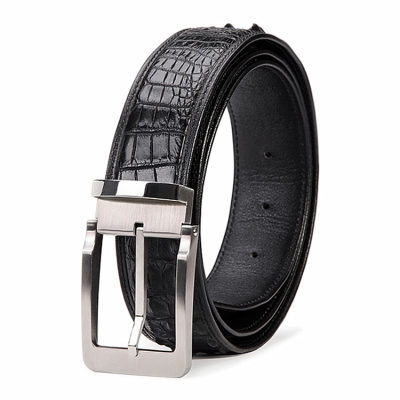 Classic Crocodile Hornback Belts for Men-Black