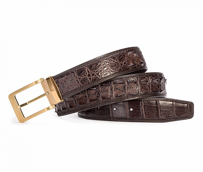 Classic Crocodile Hornback Belts for Men-Brown-1