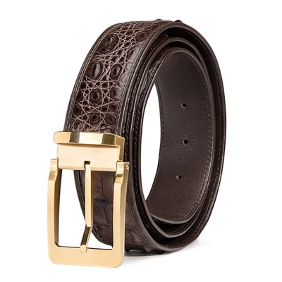 Classic Crocodile Hornback Belts for Men-Brown