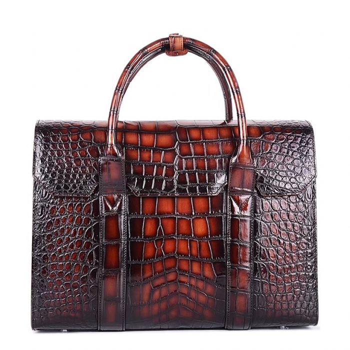 Handcrafted Alligator Briefcase Professional Business Bag for Men