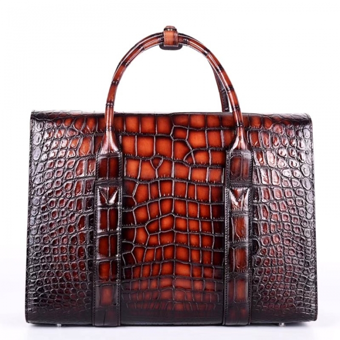 Handcrafted Alligator Briefcase Professional Business Bag for Men-Back