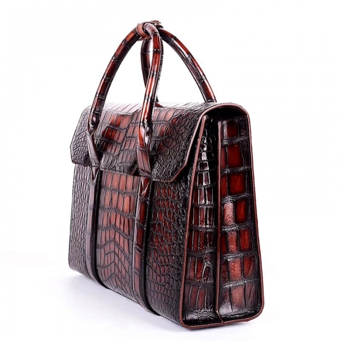 Handcrafted Alligator Briefcase Professional Business Bag for Men-Side