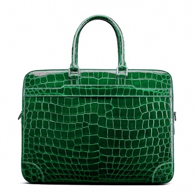 Mens Alligator Briefcase Laptop Bag Messenger Bag-Green
