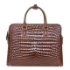 Alligator Leather Briefcase Laptop Attache Case for Men-Brown