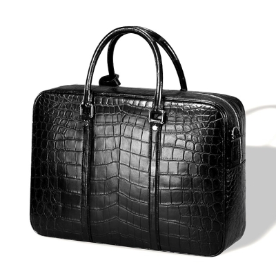 Crocodile Leather Laptop Briefcase with Combination Lock