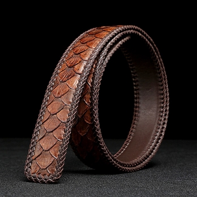 Handmade Snakeskin Belts Python Skin Belts-Brown