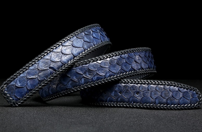 Snakeskin Belts Python Skin Belts-Blue
