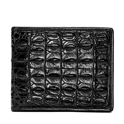 Crocodile Backbone Skin Bifold Wallet-Black