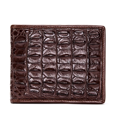 Crocodile Backbone Skin Bifold Wallet-Brown