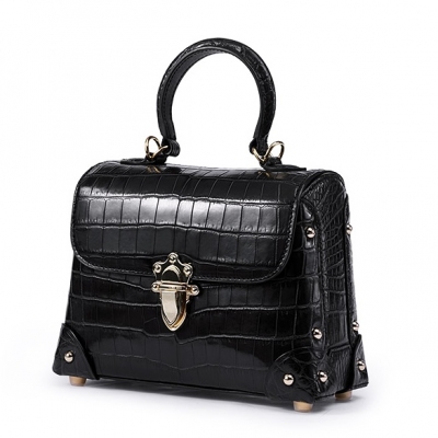 Designer Alligator Top Handle Purse Shoulder Handbag-Micro side