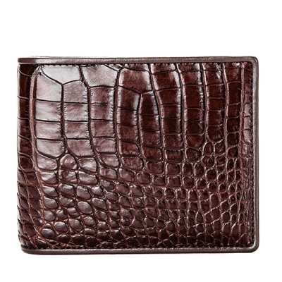 Premium Crocodile Bifold Skin Wallet for Men-Brown