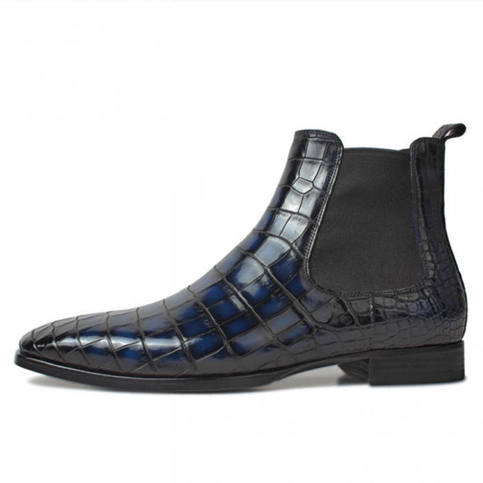 Alligator Chelsea Boots Alligator Slip On Dress Boots-Blue