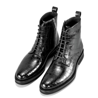 Alligator Dress Boots Comfortable Lace-up Boots for Men