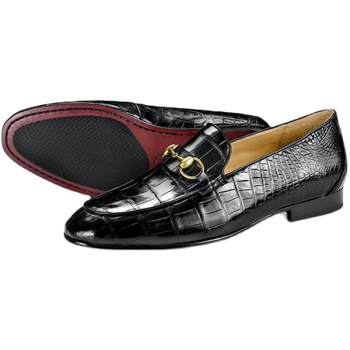 Alligator Leather Horsebit Slip On Dress Loafers for Men