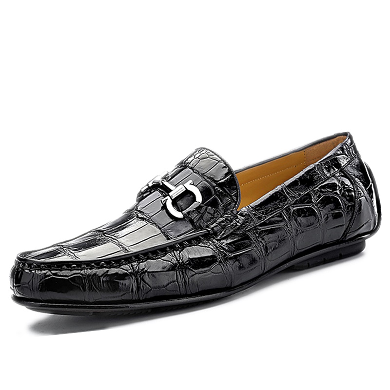 black alligator loafers