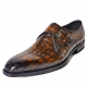 Alligator Single Monk Oxford Modern Formal Business Dress Shoes-Brown