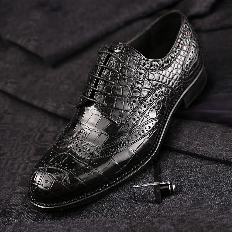 mens black alligator dress shoes