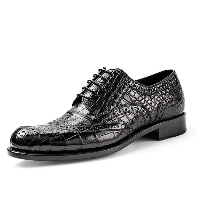 Classic Alligator Wingtip Oxford Business Dress Shoes for Men