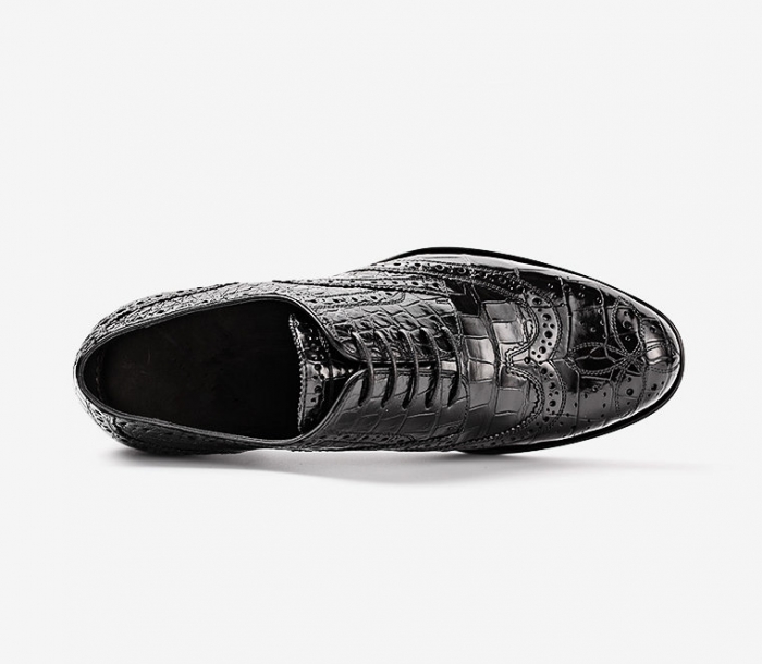 Classic Alligator Wingtip Oxford Business Dress Shoes for Men-Upper
