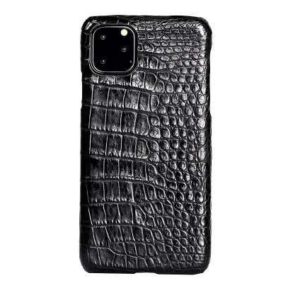 Crocodile & Alligator Leather Snap-on Case for iPhone 11 Pro, 11 Pro Max - Black - Belly Skin