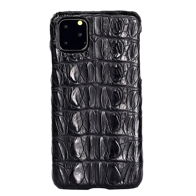 Crocodile & Alligator Leather Snap-on Case for iPhone 11 Pro, 11 Pro Max - Black - Tail Skin