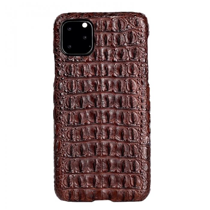 Crocodile & Alligator Leather Snap-on Case for iPhone 11 Pro, 11 Pro Max - Brown - Backbone Skin
