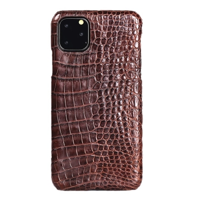Crocodile & Alligator Leather Snap-on Case for iPhone 11 Pro, 11 Pro Max - Brown - Belly Skin