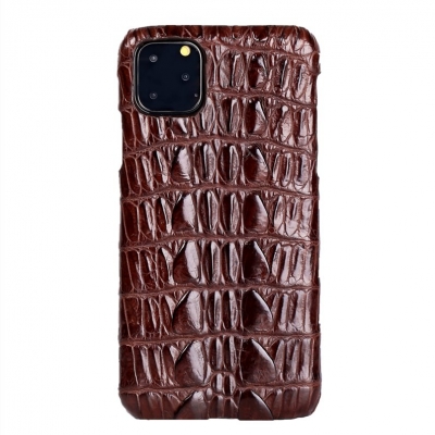 Crocodile & Alligator Leather Snap-on Case for iPhone 11 Pro, 11 Pro Max - Brown - Tail Skin