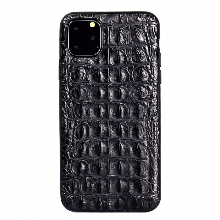 Crocodile & Alligator iPhone 11 Pro, 11 Pro Max Cases with Full Soft TPU Edges - Black - Backbone Skin