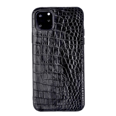 Crocodile & Alligator iPhone 11 Pro, 11 Pro Max Cases with Full Soft TPU Edges - Black - Belly Skin