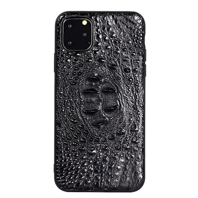 Crocodile & Alligator iPhone 11 Pro, 11 Pro Max Cases with Full Soft TPU Edges - Black - Hornback Skin