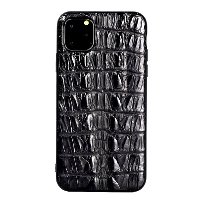 Crocodile & Alligator iPhone 11 Pro, 11 Pro Max Cases with Full Soft TPU Edges - Black - Tail Skin