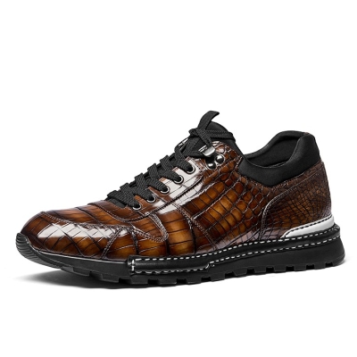 Designer Alligator Sneakers Casual Alligator Skin Shoes-Brown