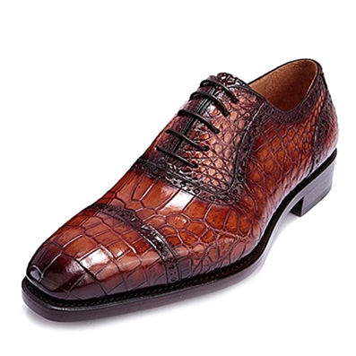 Formal Alligator Leather Cap Toe Oxford Dress Shoes