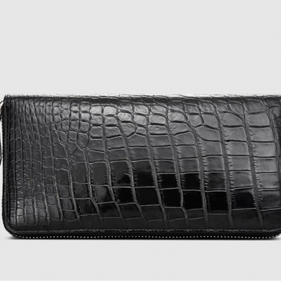 Mens Alligator Leather Long Wallet-Front