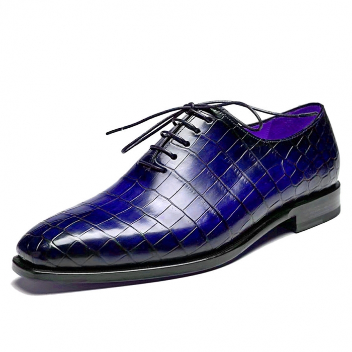 Alligator Oxford Formal Office Dress Shoes for Men-Blue
