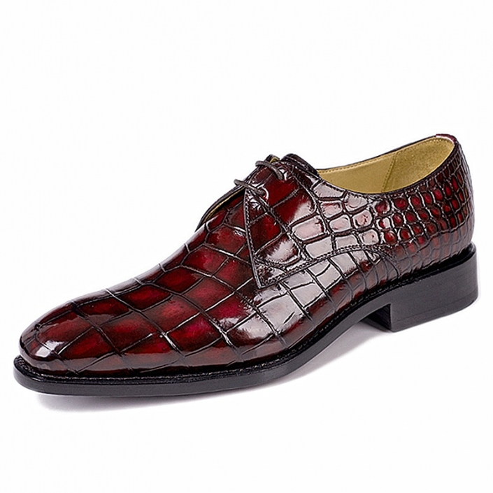 Men's Classic Modern Alligator Oxfords Lace Up Leather Lined Dress Shoes