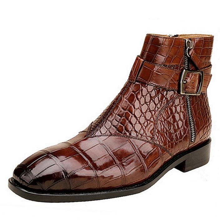 Men's Lace-up Boots Alligator Embossed