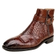Alligator Skin Zipper and Buckle Boots for Men